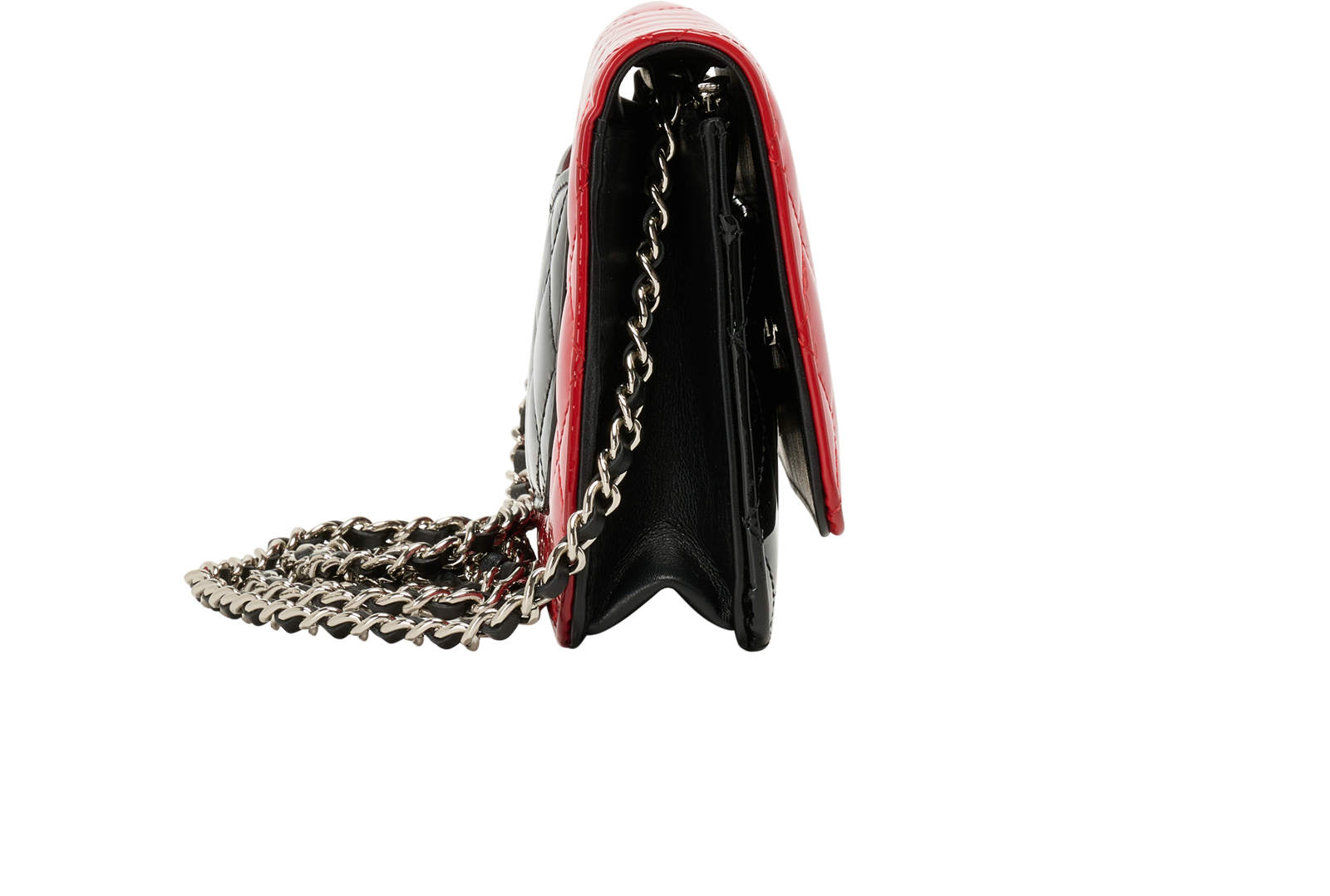 Wallet On Chain, &pound;1,800, Handbags, Black/Red, Patent Leather, Side view